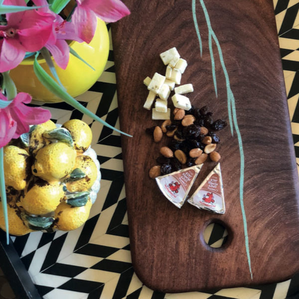 Turquoise Inlay Mesquite Wood Cutting Board Bread Board